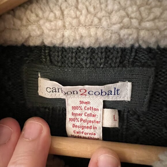 Carbon2Cobalt Timberline Green Zip Up Cable Knit Cotton Cardigan Sweater Men's L - Picture 6 of 9